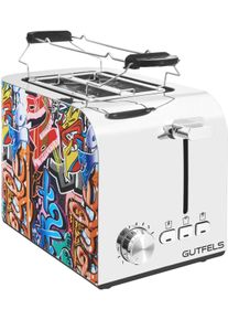 Gutfels Toaster »TOAST 3010 G« 2 kurze Schlitze 850 W 2-Scheiben-Toaster, 850 Watt, Graffitti-Style
