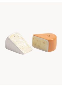 &k Amsterdam Salero y pimentero artesanales Cheese Naranja, Blanco Porcelana An 9 x Al 5 cm