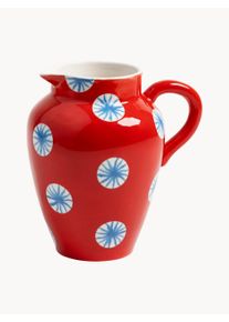 &k Amsterdam Ručne maľovaný džbán Festivo, 1.5 l Červená, Biela Keramika 1,5 l