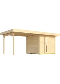 Weka Gartenhaus »Designhaus 172 B« mit Anbaudach in beige