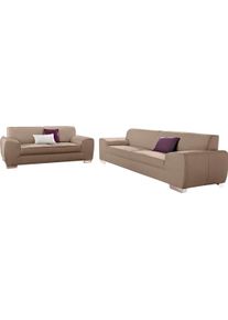 DOMO collection Polstergarnitur »Ricardo kubisch, modern und elegant, bequemes Sofa« Set, 2 Stk. tlg. Set: 2-Sitzer und 2,5-Sitzer in beige