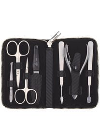 ERBE® Erbe Damen Maniküre-Etui »Lederetui mit Zippverschluss« Carbonleder in schwarz, Größe B/H/T: 80 mm x 130 mm 7 Stk.