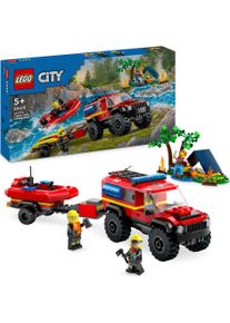 Lego Konstruktionsspielsteine »Feuerwehrgeländewagen mit Rettungsboot (60412), Lego City« Made in Europe in bunt