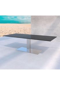 Gartentisch aus dunklem Naturstein nach Maß ist solide und für jeden Outdoorbereich Nero Impala aus dem Hause ricon manufaktur