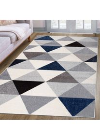 my home Teppich »Berlad Geo« rechteckig 9 mm Höhe mit besonders weichem Flor, Kurzflor, modernes geometrisches Design in blau