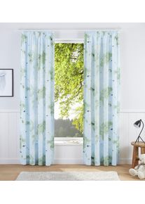 my home Vorhang »Weltkarte« Kräuselband 1 Stk. tlg. Kindergardine, bedruckt, halbtransparent, Tiere in blau