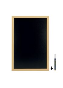 Securit Woody Pizarra – Acabado en Madera Lacada – Marcador de Tiza Blanco + Kit de Montaje Incluido – 40x60 cm