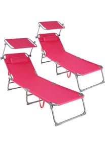 TecTake 2 Sdraio Chloe - rosa fucsia - 403420