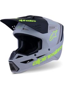 Alpinestars S-M3 Radium, motocross helmet , color: Matt Grey/Black/Neon-Yellow , size: XL