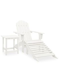 vidaXL Silla con otomana y mesa jardín Adirondack macizo abeto blanco