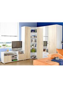 Priess, Jugendzimmer-Set Set, 5 Stk. tlg., wei&szlig;/struktureichefarben hell, wei&szlig;/struktureichefarben hell