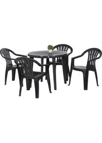 JARDIN , Garten-Essgruppe »Cuba / Lisa« Set, 5 Stk. tlg. bestehend aus 4 Sesseln und 1 Tisch , graphit +