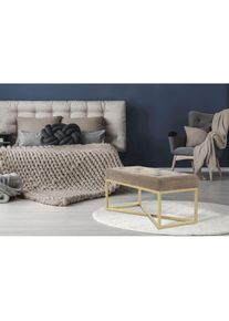 Kayoom , Hockerbank »Cameron 125, glamouröses Design, glänzenden Metallfüßen, in Samt-Look« 1 Stk. tlg. bequem, elegant, mit Zierknöpfen,...