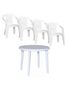 JARDIN , Garten-Essgruppe »Cuba / Lisa« Set, 5 Stk. tlg. bestehend aus 4 Sesseln und 1 Tisch , weiß +