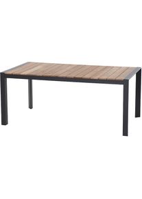 siena GARDEN , Gartenlounge-Set »Londra« Set, 18 Stk. tlg. best. aus 2 Sesseln, 2 Hocker, 1 Sofa, 1 Tisch, 12 Kissen , matt anthrazit, Teak +