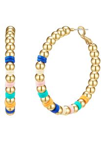 Yokoamii , Paar Creolen »Set: Y55« Creolen gelbgold bunt , gelbgold , 49,9 mm , Moderne Ohrcreolen für Damen