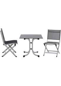 siena GARDEN , Balkonset »Tesoro / Sola« Set, 3 Stk. tlg. bestehend aus 2 Sesseln und 1 Tisch , grau, dark stone, silber +