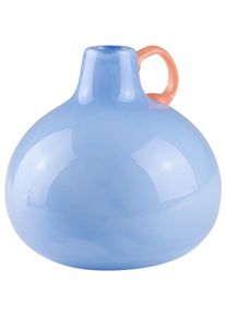 AM Design , Dekovase »Blauglasvase mit auffälligem orangem Griff« ein einzigartiges Designstück , blau