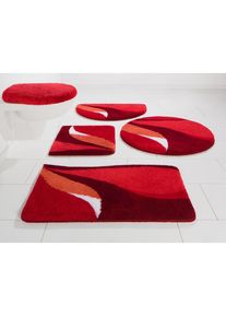 my home , Badematte »Magnus, Badvorleger, Badezimmer Teppich« mehrfarbig, Badteppich, Badematten auch als 2 teiliges Set & rund , rot ,...