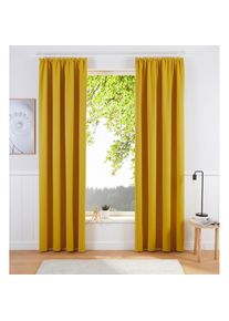 my home , Gardine »SOLA« Kräuselband 1 Stk. tlg. Breite:130 cm, 1 Schal, einfarbig, Verdunkelung , messingfarben , Obermaterial: 100% Polyester ,...