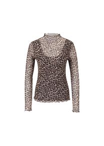 Zero, Damen, Langarmshirt &raquo;Leoshirt mit Stehkragen&laquo;, BeigeBlack, 42, BeigeBlack, Passform: Figurbetont