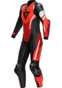 Dainese Misano 3 D-air, tuta in pelle 1pz. traforata donna , colore: Nero/Rosso/Rosso Fluo/Bianco , dimensione: 48