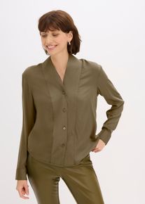 Bluse i lett sateng, grønn, størrelse 52, bonprix