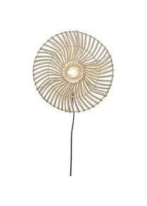 Good & Mojo Wandleuchte , Weiß , Naturmaterialien , Rattan , Holz , rund , 12 cm , einfach zu transportieren , Lampen & Leuchten, Innenbeleuchtung, Wandleuchten