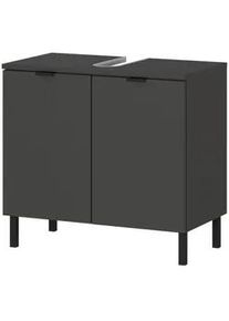 Germania Waschbeckenunterschrank , Graphitfarben , Metall , 1 Fächer , einzeln stellbar , 60x56x34 cm , stehend , Badezimmer, Badmöbel, Waschbeckenunterschränke