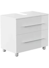Mid.you Waschbeckenunterschrank , Weiß Hochglanz , Metall , 2 Schubladen , einzeln stellbar , 70x63x41.6 cm , stehend , Badezimmer, Badmöbel, Waschbeckenunterschränke