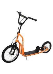 HOMCOM Kinderroller ab 5 jahre Scooter Cityroller Kinder Luftreifen verstellbar Orange , Metall , 58x88x135 cm , unisex , Outdoor Spielzeug, Kinderfahrzeuge
