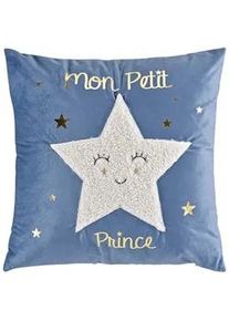 Douceur d'intérieur Douceur d ́intérieur Kinderkissen 40/40 cm , Blau , Textil , 40x40 cm , Wohntextilien, Kissen, Dekokissen