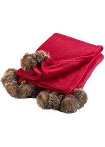 Douceur d ́intérieur Tagesdecke Snowy 125/150 cm , Rot , Textil , Rechteckig , 150x125 cm , Schlaftextilien, Bettwäsche, Tagesdecken