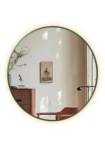 Emke Badspiegel Rund mit Beleuchtung Grün ф70 cm , Glas , 70x3.1x70 cm , Badezimmer, Badezimmerspiegel, Badspiegel