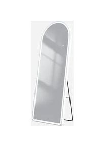 Emke Standspiegel mit Beleuchtung und Rahmen weiß 160/60 cm , Weiß , Glas , Rechteckig , 60x160x160 cm , Spiegel, Standspiegel