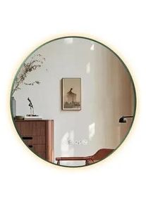 Emke Badspiegel Rund mit Beleuchtung Grün ф80 cm , Glas , 80x3.1x80 cm , Badezimmer, Badezimmerspiegel, Badspiegel