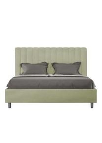 Letto Matrimoniale contenitore doppia alzata imbottito 160x190 microfibra tè verde Agueda