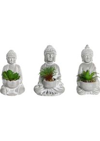 Esprit, Kunstpflanzen, Dekorationspflanze Polyäthylen Zement Buddha Orientalisch 10,5 x 8 x 16 cm (3 Stück) (16 cm)