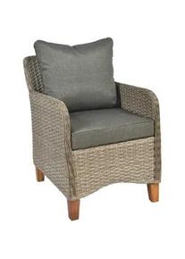 Gardenson Gartensessel-Set , Naturfarben, Beige , Metall, Kunststoff , Akazie , massiv , Füllung: Schaumstoff , 59x83x77 cm , Gartenmöbel, Gartensessel, Gartenstühle
