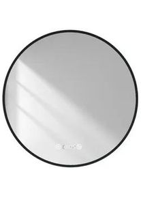 Emke Badspiegel Rund mit Beleuchtung Schwarz ф60 cm , Glas , 60x3.1x60 cm , Badezimmer, Badezimmerspiegel, Badspiegel