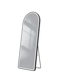 Emke Standspiegel mit Beleuchtung und Rahmen Schwarz 160/60 cm , Glas , Rechteckig , 60x160x160 cm , Spiegel, Standspiegel