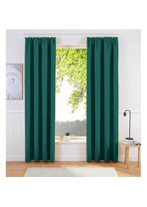 my home , Gardine »SOLA« Kräuselband 1 Stk. tlg. Breite:130 cm, 1 Schal, einfarbig, Verdunkelung , dunkelgrün , Obermaterial: 100% Polyester , 225 cm
