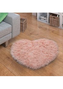 Paco Home , Fellteppich »Playa 960« herzförmig 64 mm Höhe Kunstfell, Flokati-Optik, Hochflor, weich und flauschig, Uni-Farben , pink ,...