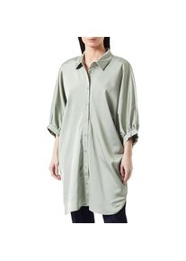 Lynnea, Damen, Blusen, Breite lange Hemdblose mit vleermuismouwen aus glänzendem Satin, Grün, (M)
