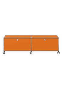 USM Haller Lowboard sur roulettes avec 2 portes pliantes Reinorange