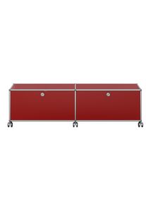 USM Haller Lowboard sur roulettes avec 2 portes pliantes Rubin rouge