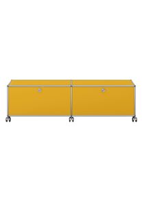 USM Haller Lowboard sur roulettes avec 2 portes pliantes Jaune gold