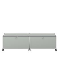 USM Haller Lowboard sur roulettes avec 2 portes pliantes Gris clair