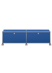 USM Haller Lowboard sur roulettes avec 2 portes pliantes Enzian bleu