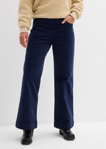 Wijde stretch corduroy broek high waist - blauw - maat 46 - corduroy - bonprix